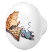 Funny Keramik Knob Cat und Maus Playing Schach Keramikknauf (Rechts)