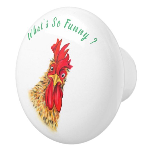 Funny Keramik Knoblauch mit überraschendem Rooster Keramikknauf (Rechts)