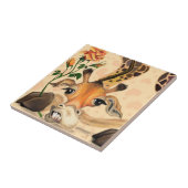 Funny Keramik Tile Giraffe mit Rose Fliese (Seite)