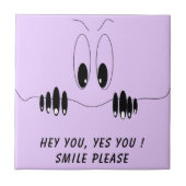 Funny Keramik Tile mit Neugier Augen - Lächeln Fliese (Vorderseite)