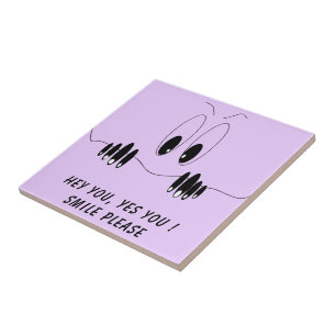 Funny Keramik Tile mit Neugier Augen - Lächeln Fliese