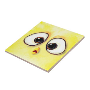 Funny Keramik Tile Überraschte Gelbe Hühneraugen Fliese