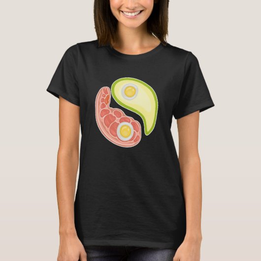 Funny Keto Diet Meat Eggs Avocado Ying Yang Zen Sy T-Shirt (Vorderseite)