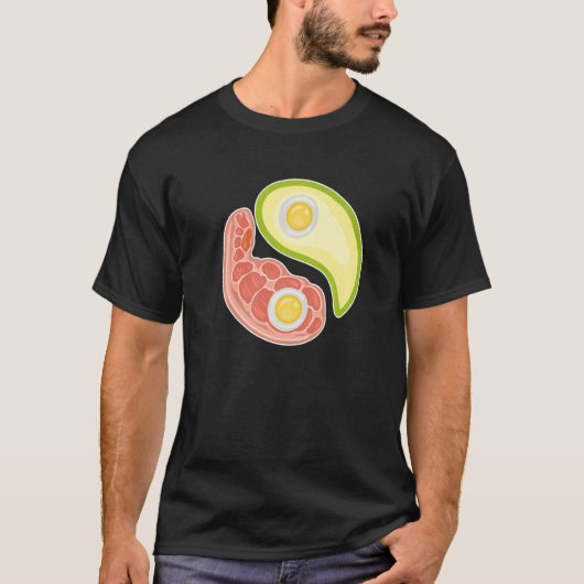 Funny Keto Diet Meat Eggs Avocado Ying Yang Zen Sy T-Shirt (Vorderseite)