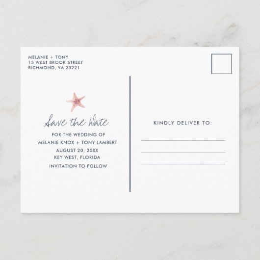 Funny Key West Beach Wedding Rettet die Termine Ankündigungspostkarte (Rückseite)