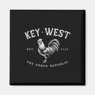 Funny Key West Rooster Chicken Sunrise Fischen Sur Magnet
