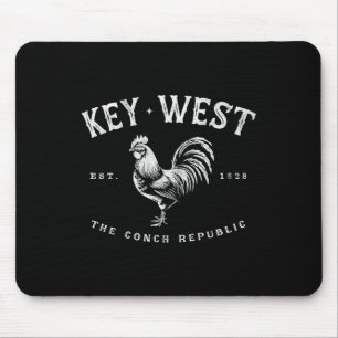 Funny Key West Rooster Chicken Sunrise Fischen Sur Mousepad
