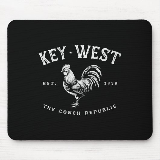 Funny Key West Rooster Chicken Sunrise Fischen Sur Mousepad (Vorne)