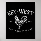 Funny Key West Rooster Chicken Sunrise Fischen Sur Poster (Vorne)