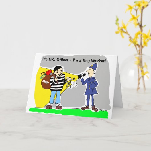 Funny Key Worker Lockdown Birthday Karte (Gelbe Blume)