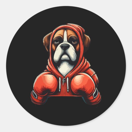 Funny Kickboxing oder Boxer Boxer Hunde Männer Fra Runder Aufkleber (Vorderseite)