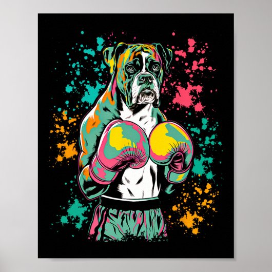 Funny Kickboxing oder Boxing Boxer Hund für Männer Poster (Vorne)