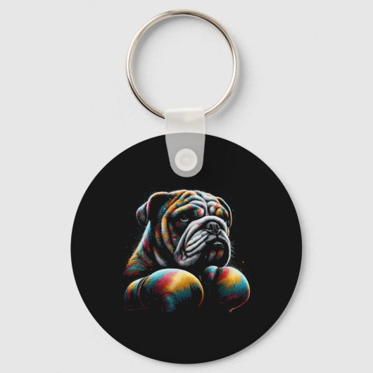 Funny Kickboxing oder Boxing Bulldog Dog für Men W Schlüsselanhänger (Vorderseite)