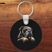 Funny Kickboxing oder Boxing Bulldog Dog für Men W Schlüsselanhänger (Vorderseite)