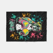 Funny Kickboxing Or Boxing Boxer Dog _1 Fleecedecke (Vorderseite (Horizontal))