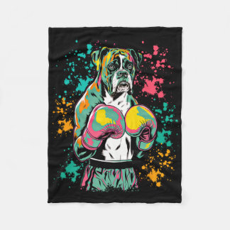 Funny Kickboxing Or Boxing Boxer Dog _1  Fleecedecke