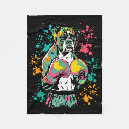 Funny Kickboxing Or Boxing Boxer Dog _1  Fleecedecke (Vorderseite)