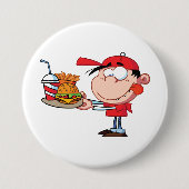 Funny Kid Fast Food Lover Burger, Fries und Drink Button (Vorderseite)