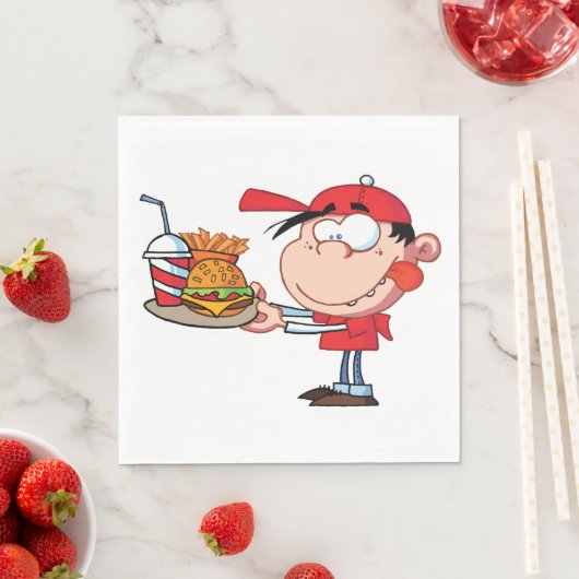 Funny Kid Fast Food Lover Burger, Fries und Drink Serviette (Beispiel)