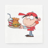 Funny Kid Fast Food Lover Burger, Fries und Drink Serviette (Vorderseite)