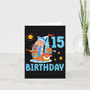 Funny Kids 15. Geburtstagsparty Sailboat Sailing B Karte