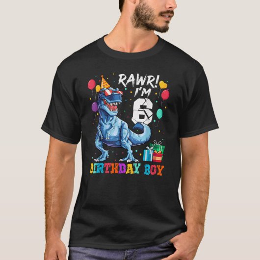 Funny Kids 6 Years Old Happy 6th Birthday Boy T Re T-Shirt (Vorderseite)
