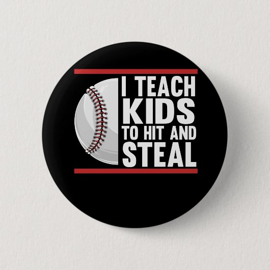 Funny Kids Baseball Coach Button (Vorderseite)