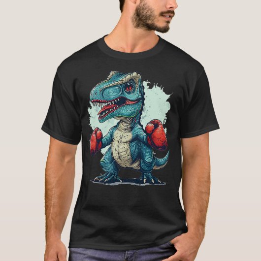 Funny kids boxing dinosaur with boxing gloves cost T-Shirt (Vorderseite)