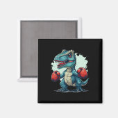 Funny Kids Boxing Dinosaurier mit Boxhandschuhen k Magnet (Vorderseite/Rückseite)