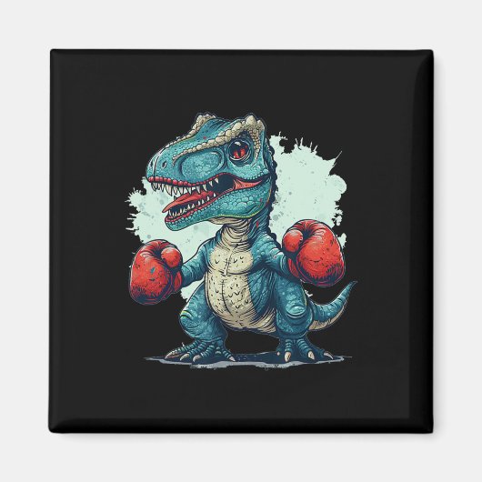 Funny Kids Boxing Dinosaurier mit Boxhandschuhen k Magnet (Vorne)