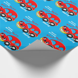 Funny Kids Cartoon Car Thema Personalisiert Geschenkpapier