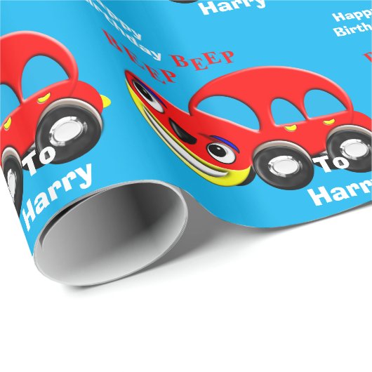 Funny Kids Cartoon Car Thema Personalisiert Geschenkpapier (Rolleneckpunkt)