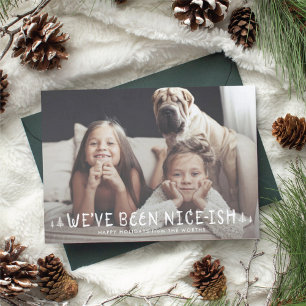 Funny Kids Christmas Card Naughty or Nice-ish Einladung
