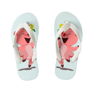 Funny Kid's Flip Flops mit Happy Pig Kinderbadesandalen