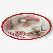 Funny Kids Holiday Plates Santa Claus Rudolph Pappteller (Schrägansicht)