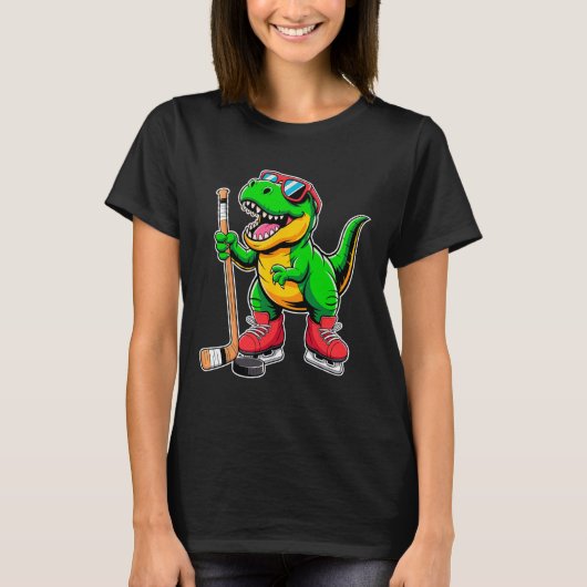 Funny Kids Ice Hockey Player Tee Hockeysaurus Dino (Vorderseite)