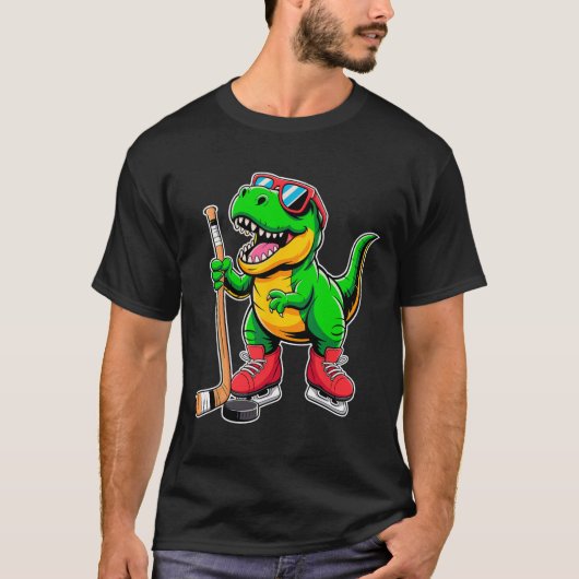 Funny Kids Ice Hockey Player Tee Hockeysaurus Dino (Vorderseite)