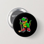 Funny Kids Ice Hockey Player Tee Hockeysaurus Dino Button (Vorne & Hinten)