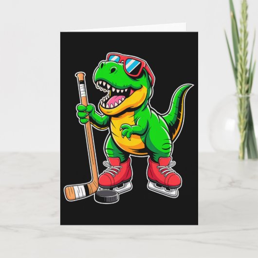 Funny Kids Ice Hockey Player Tee Hockeysaurus Dino Karte (Vorderseite)