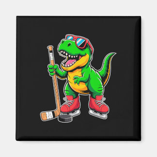 Funny Kids Ice Hockey Player Tee Hockeysaurus Dino Magnet