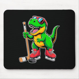 Funny Kids Ice Hockey Player Tee Hockeysaurus Dino Mousepad