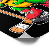 Funny Kids Ice Hockey Player Tee Hockeysaurus Dino Poster (Ecke)