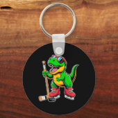 Funny Kids Ice Hockey Player Tee Hockeysaurus Dino Schlüsselanhänger (Vorderseite)