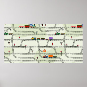 Funny kids nahtlose Musterbahn mit locomotiv Poster