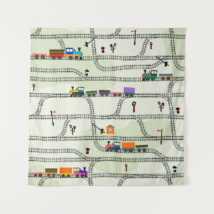 Funny kids nahtlose Musterbahn mit locomotiv Wandteppich