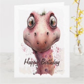 Funny Kids Niedlich und liebenswert Pink Dinosauri Karte (Gelbe Blume)