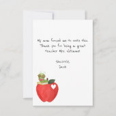 Funny Kids Note, Red Apple, Lehrer Wertschätzung Dankeskarte (Vorderseite)