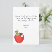 Funny Kids Note, Red Apple, Lehrer Wertschätzung Dankeskarte (Stehend Vorderseite)