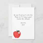 Funny Kids Note, Red Apple, Lehrer Wertschätzung Dankeskarte (Vorderseite)