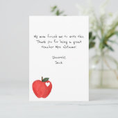 Funny Kids Note, Red Apple, Lehrer Wertschätzung Dankeskarte (Stehend Vorderseite)